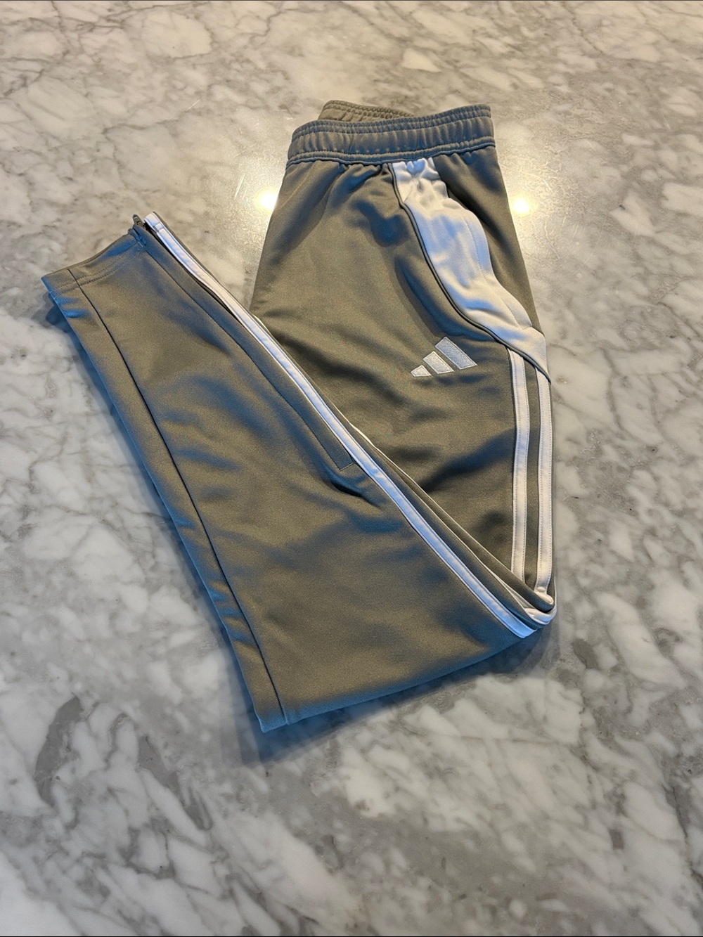 adidas men Gray tiro Joggers with White Stripe